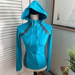 Alo Yoga Womens Jacket XS Blue Hooded Full Zip Contour Track Athleisure